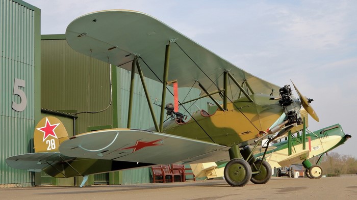 Polikarpov Po-2 biplane with red star insignia