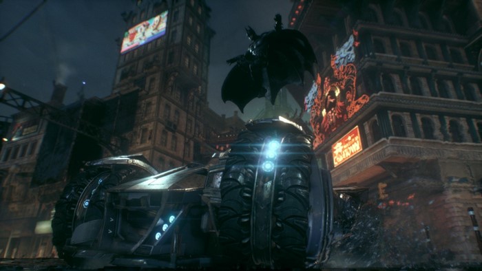 Batman from Batman Arkham Knight on the Batmobile