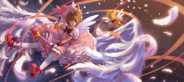 Sakura Kinomoto from Cardcaptor Sakura with Kero