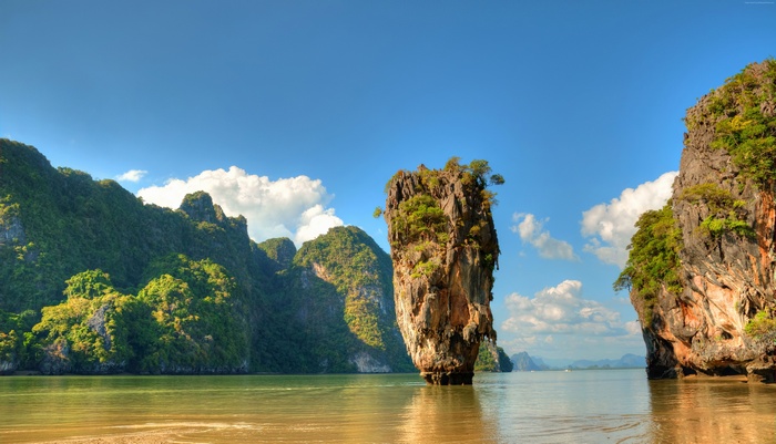 ocean, Ko Tapu, mountains, rocks, Thailand, islands, 5k