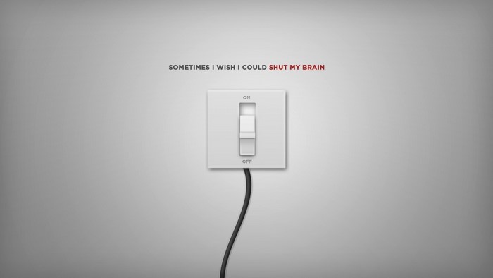 Light switch with text "SOMETIMES I WISH I COULD SHUT MY BRAIN"