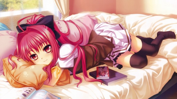 Anime girl with pink hair from Shinkyoku Soukai Polyphonica