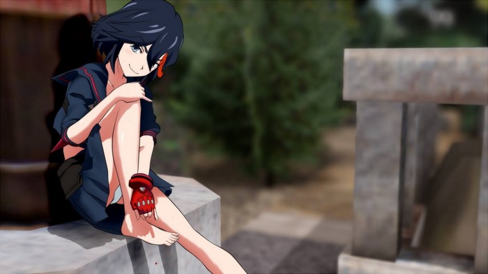 Ryuko Matoi from Kill la Kill sitting outdoors