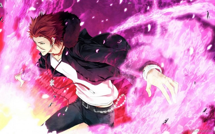 Kurou from K Project with pink energy