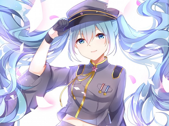 Hatsune Miku in a military uniform