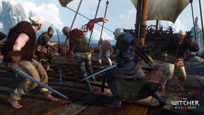 The Witcher 3 Wild Hunt screenshot of combat on a ship