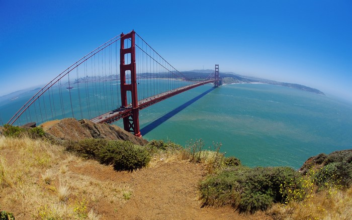 Golden Gate Bridge over the ocean in San Francisco