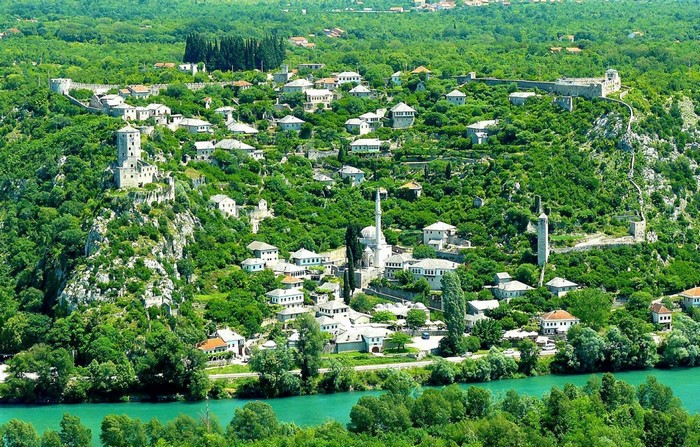 Pocitelj village on a hill overlooking Neretva river, Bosnia and Herzegovina