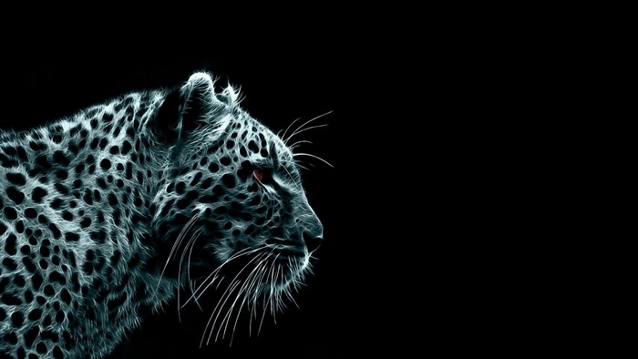 Digital art of a leopard with glowing spots