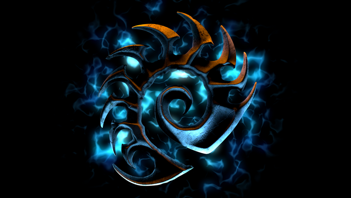Starcraft II Zerg Swarm symbol with blue energy