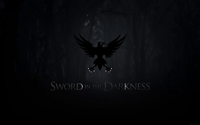 Sword in the Darkness logo with crow