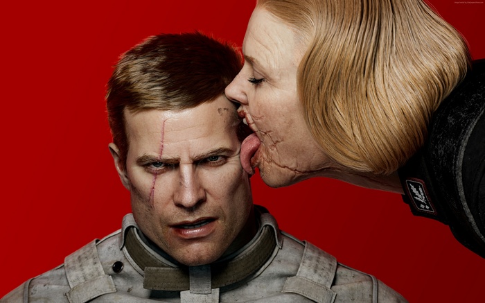BJ Blazkowicz and Frau Engel from Wolfenstein 2: The New Colossus poster 4K