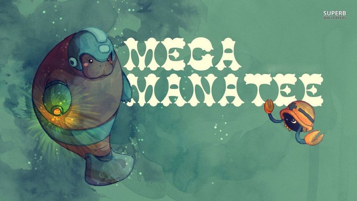 Mega Man inspired Manatee and Crab character illustration