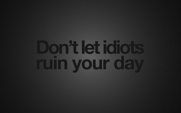 Don't let idiots ruin your day quote