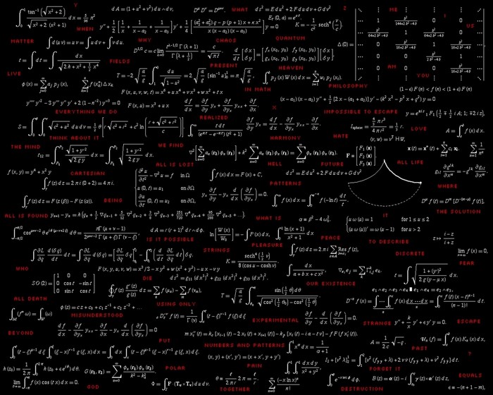 Mathematics Formulas on Black Background