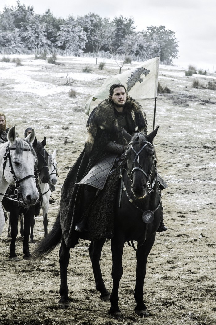 Jon Snow from Game of Thrones on horseback