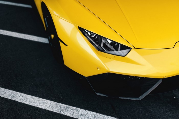 Yellow Lamborghini Aventador front view