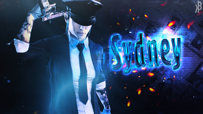 Sydney from Payday 2 with tattoos and a gun