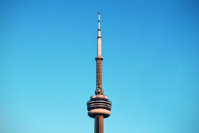 CN Tower against a clear blue sky