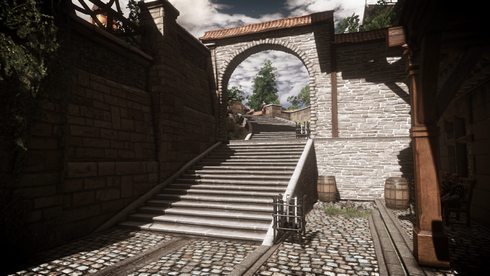 Stone staircase and archway in The Witcher 3: Wild Hunt