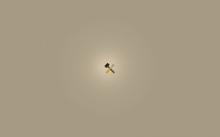 Hammer and chisel on a simple background