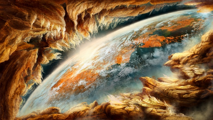 Earth seen from a cave, 8k