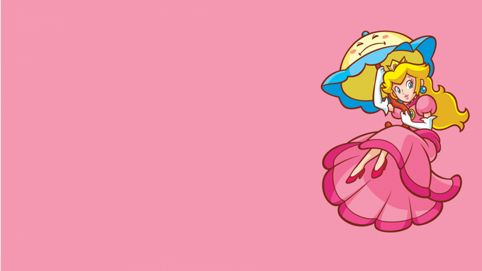 Princess Peach from Super Mario holding an umbrella