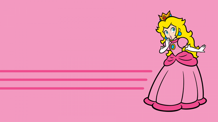 Princess Peach from Super Mario on pink background