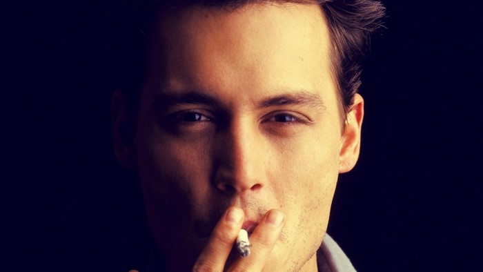 Johnny Depp smoking a cigarette
