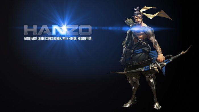 Hanzo from Overwatch with bow and arrow