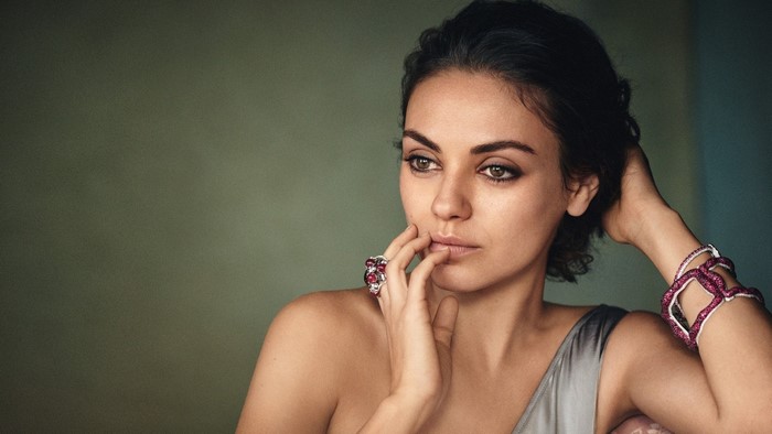 Mila Kunis portrait with jewelry