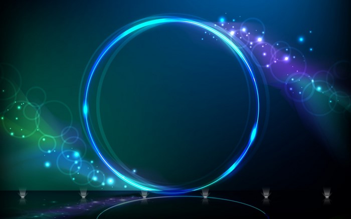 Glowing Neon Blue Circle with Lens Flare