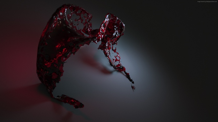 Red liquid splash 3D render