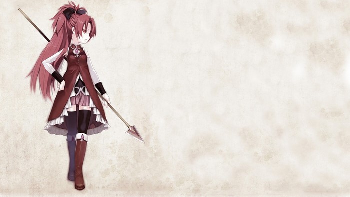 Kyoko Sakura from Puella Magi Madoka Magica holding a spear