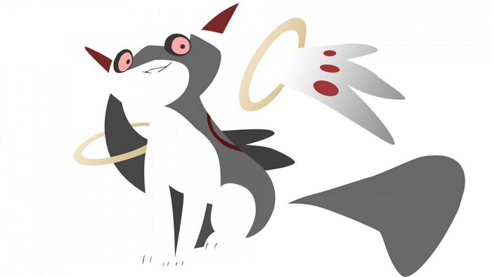 Illustration of a creature with wings and a halo