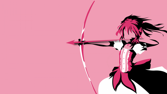 Madoka Kaname from Mahou Shoujo Madoka Magica with bow and arrow