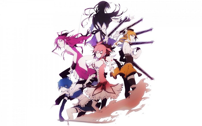 Mahou Shoujo Madoka Magica girls with weapons