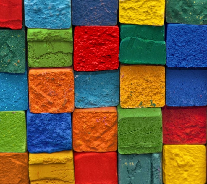 Colorful textured blocks arranged in a grid pattern