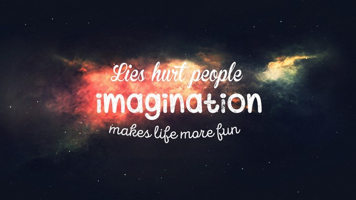 Quote about imagination and lies on a space background