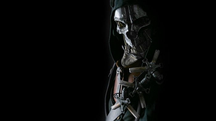 Corvo Attano from Dishonored holding throwing knives