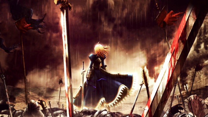 Saber from Fate Series in a battlefield