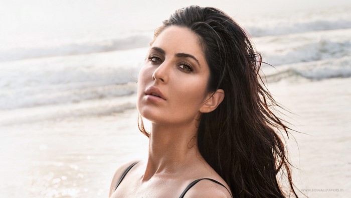 Katrina Kaif portrait on a beach