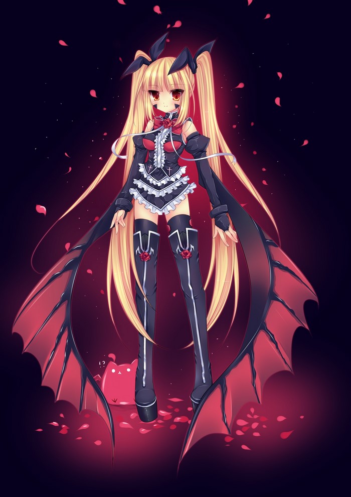 Rachel Alucard with Bat Wings and Rose Petals