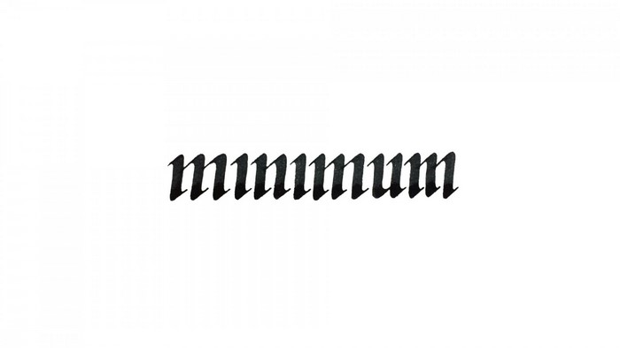 The word minimum written in a gothic font