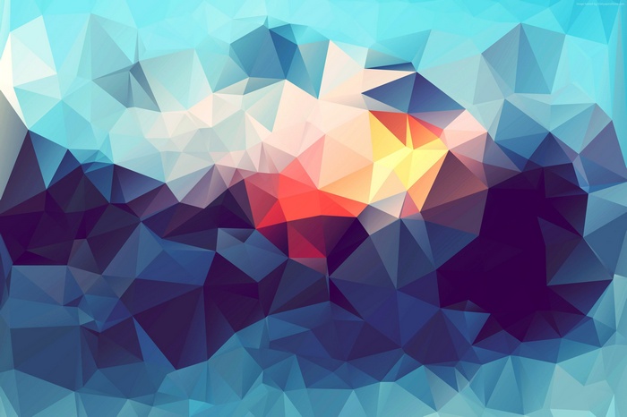 Abstract geometric low poly landscape with vibrant colors