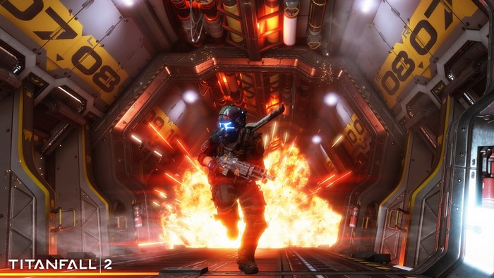 Soldier running through fire in Titanfall 2
