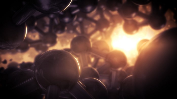 Abstract molecular structure with glowing light