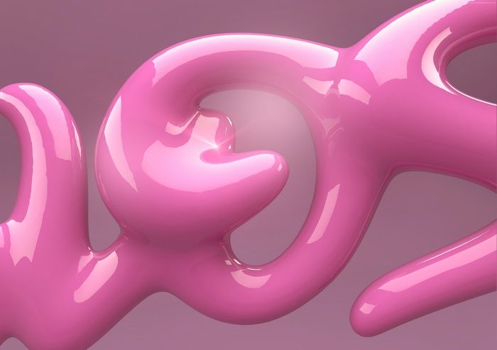 Abstract Pink 3D Typography Shape