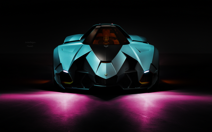 Lamborghini Concept Car with Dramatic Lighting