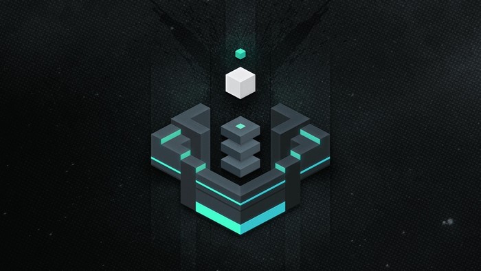 Abstract geometric illustration with cubes and glowing lines